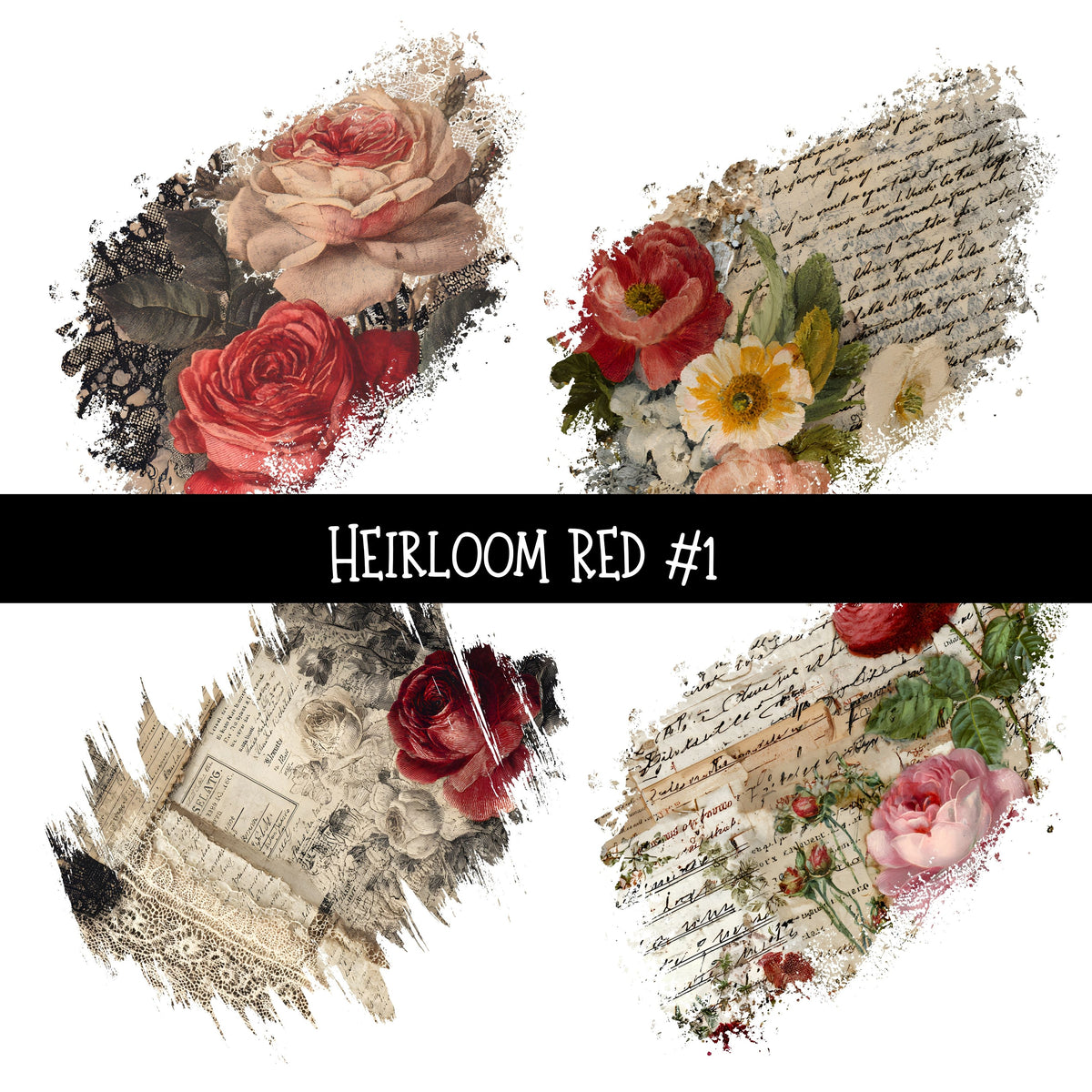 Heirloom Red Torn Pages UV DTF Decal sheets 7 Designs available