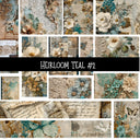 Heirloom Teal Torn Pages UV DTF Decal sheets 6 Designs available