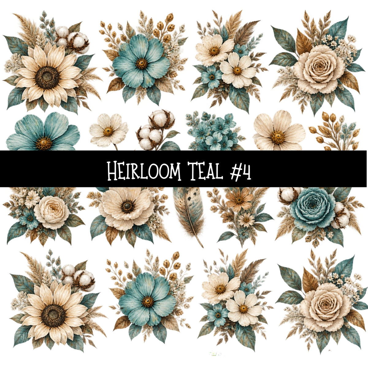 Heirloom Teal Torn Pages UV DTF Decal sheets 6 Designs available