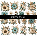 Heirloom Teal Torn Pages UV DTF Decal sheets 6 Designs available