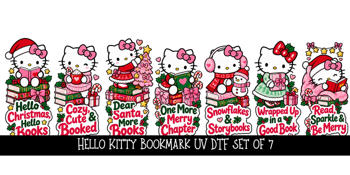 Hello Kitty Book mark UV DTF Decal sheet- set of 7 Designs