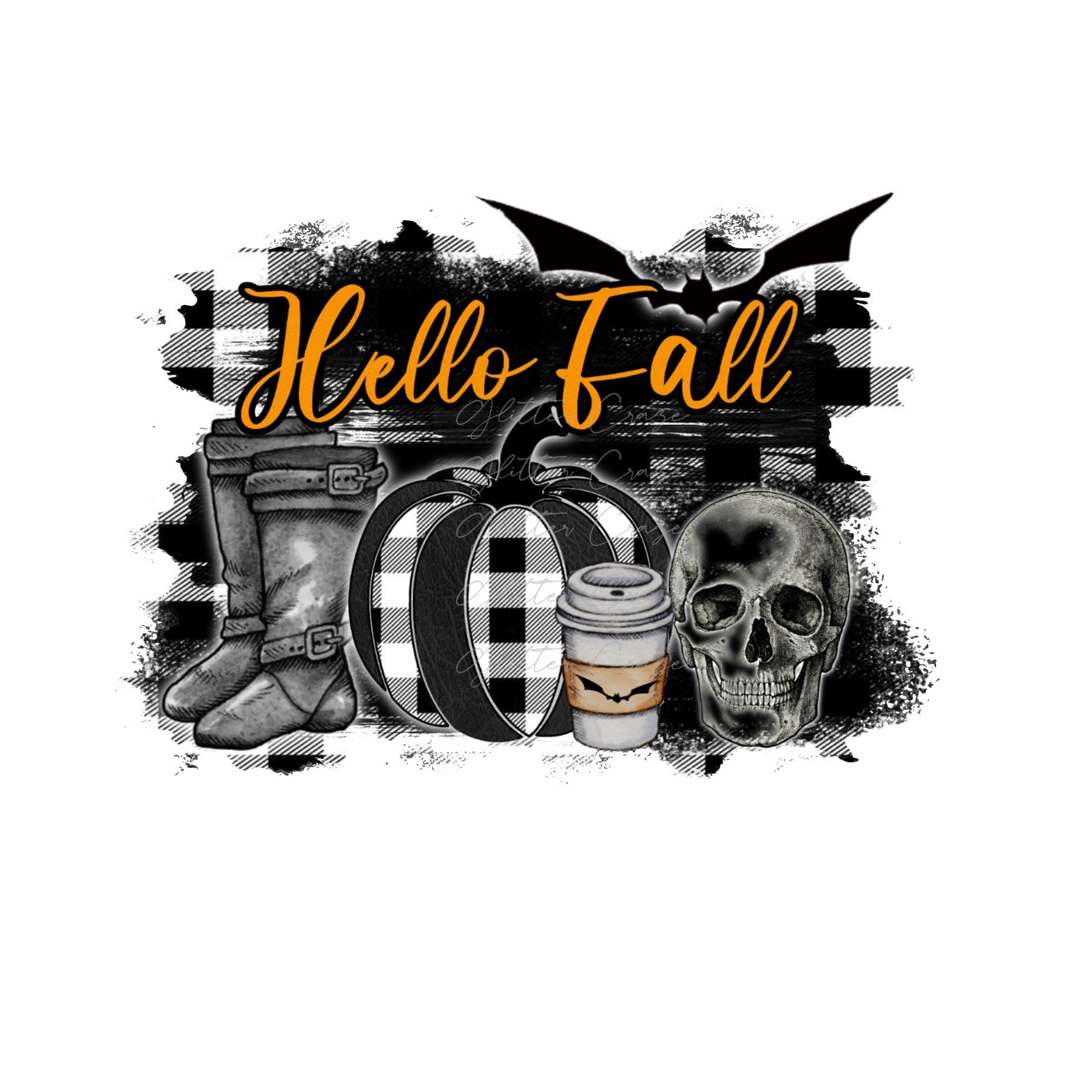Black and White Hello Fall Plaid UV DTF Decal – Kraft Craze
