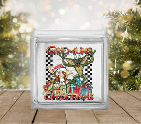 Gremlins Christmas Glass Block Decal