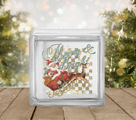 Merry and Bright Glass Block Decal