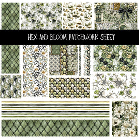 Hex and Bloom Patchwork precut vinyl sheet available in 12x12 or 6x6 sizes