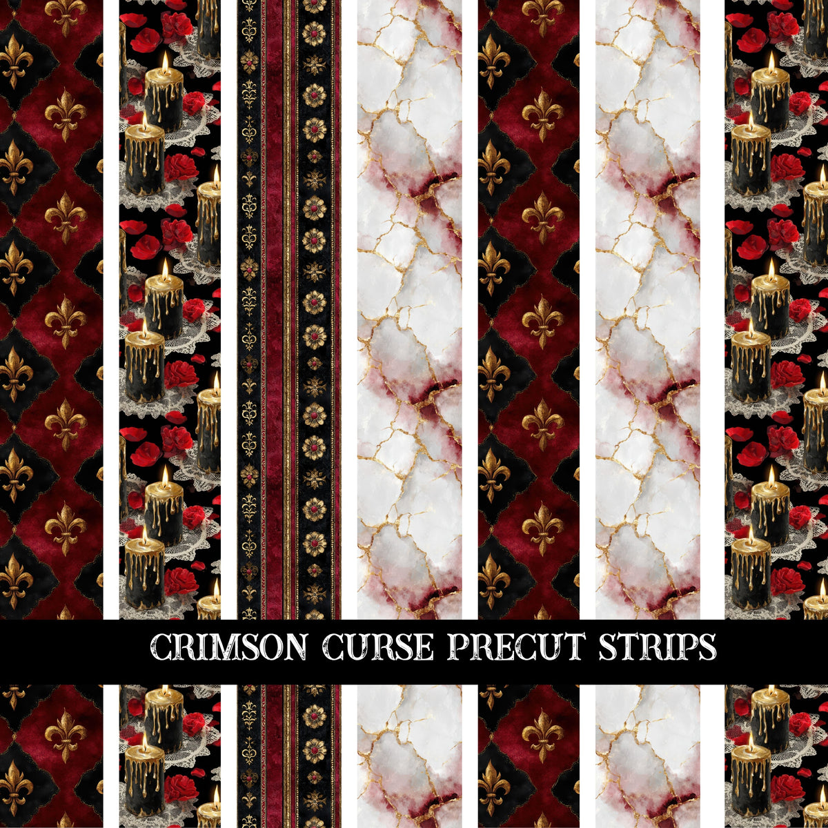 Crimson Curse precut Strips 12x12 vinyl sheet