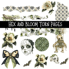 Hex and Bloom Torn Pages - UV DTF Decal sheet