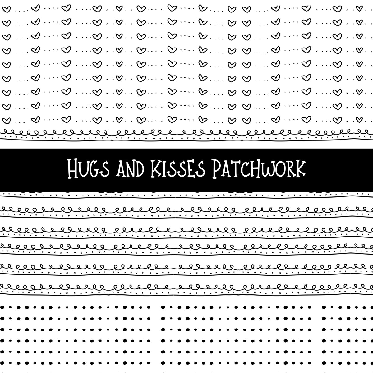 Hugs and Kisses Doodle Patchwork Set