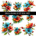 Hibiscus Blooms UV DTF Decal sheets