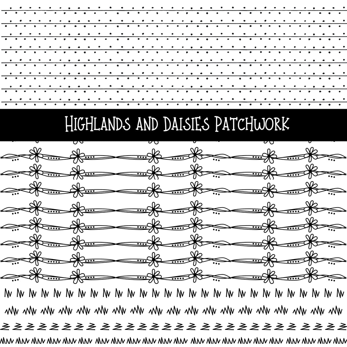 Highland and Daisies Doodle Patchwork Set