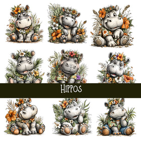 Hippos - UV DTF Decal sheet
