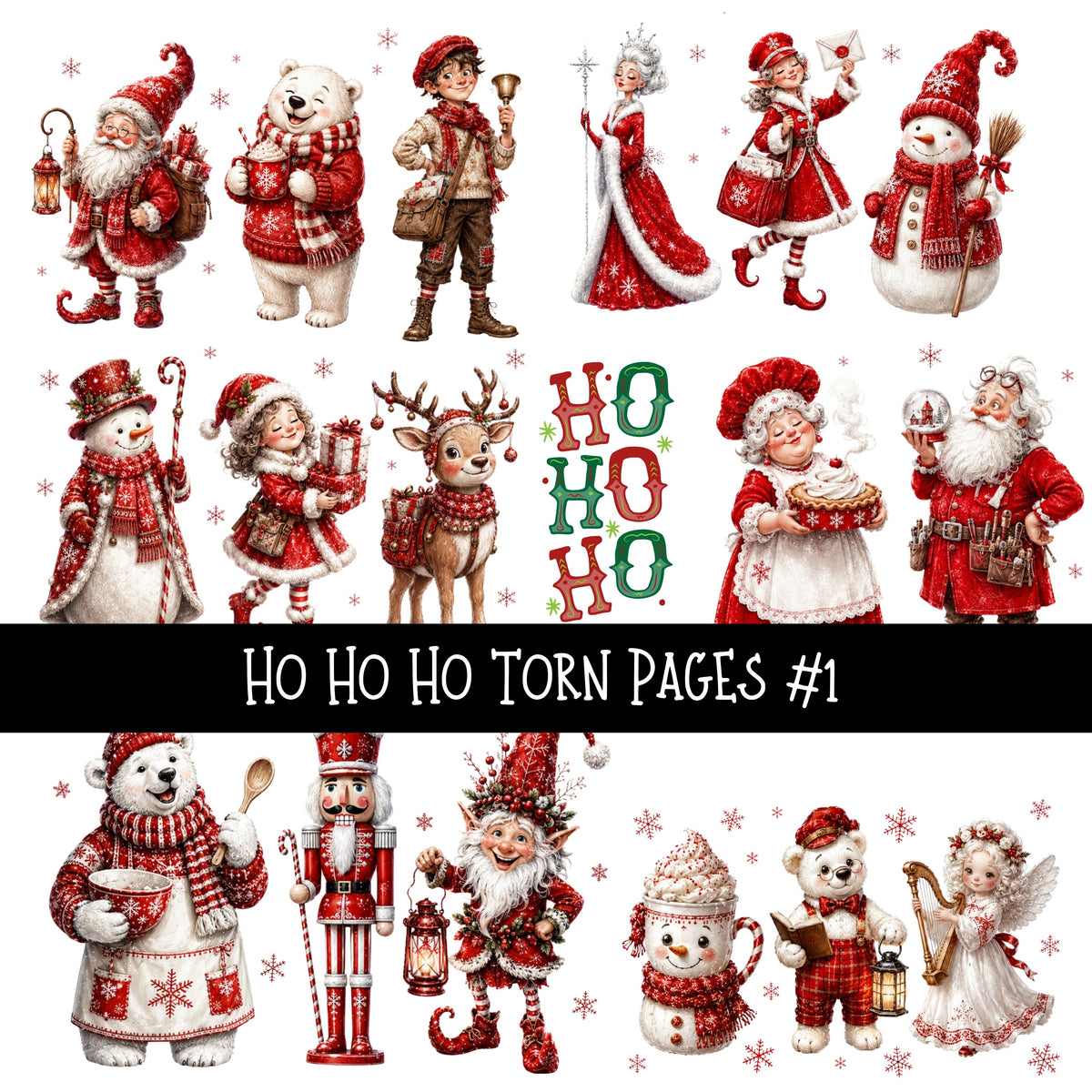 Ho Ho Ho Torn Pages UV DTF Decal sheets 11 Designs available