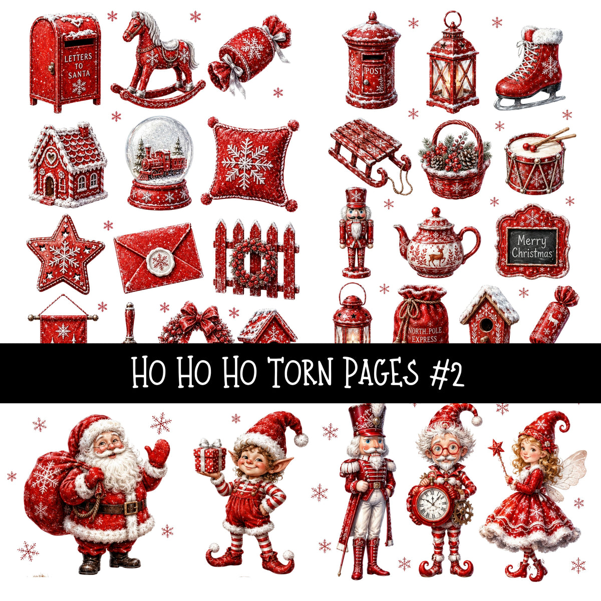 Ho Ho Ho Torn Pages UV DTF Decal sheets 11 Designs available