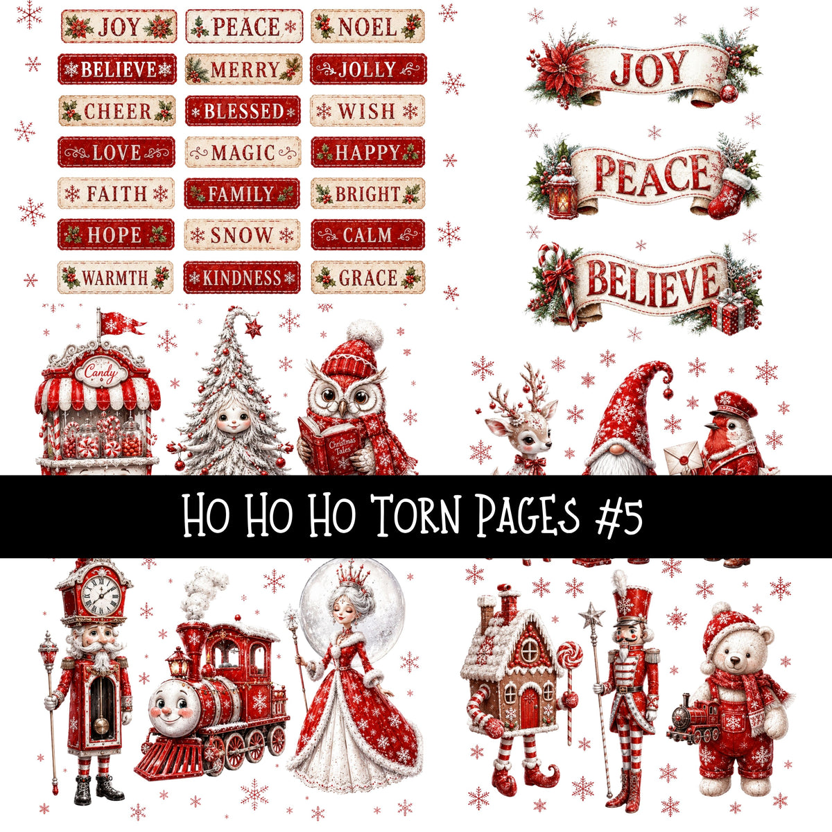 Ho Ho Ho Torn Pages UV DTF Decal sheets 11 Designs available
