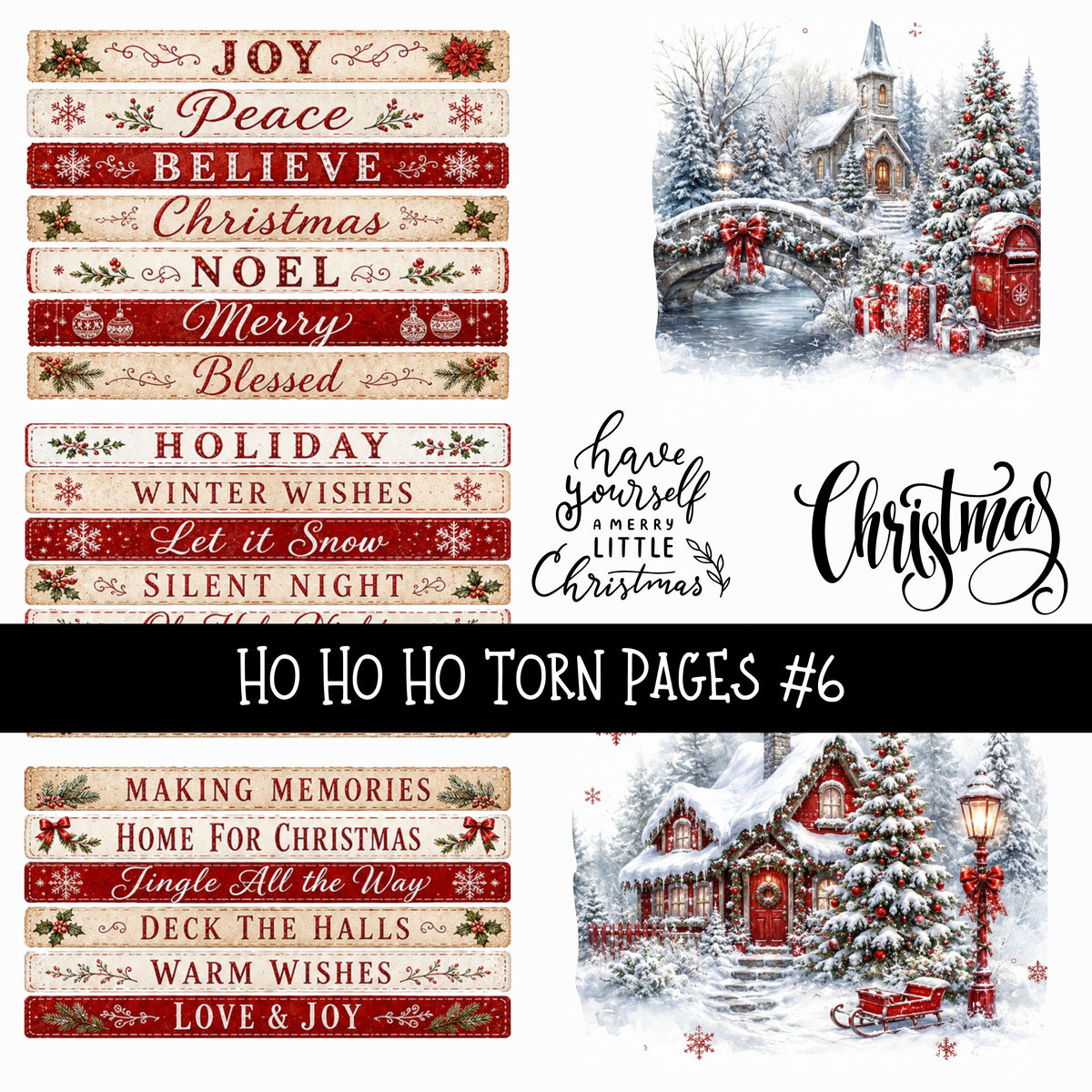 Ho Ho Ho Torn Pages UV DTF Decal sheets 11 Designs available