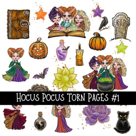 Hocus Pocus Torn Pages UV DTF Decal sheets 3 designs available