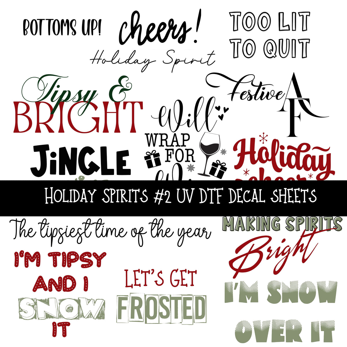 Holiday Spirits UV DTF Decal sheets 5 designs available