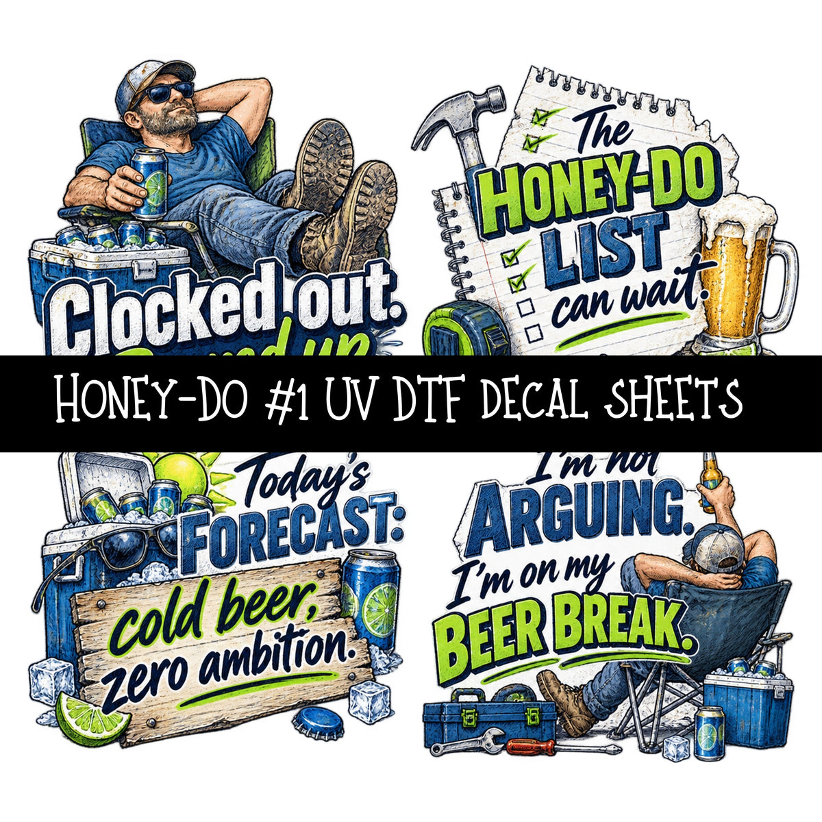 Honey-Do UV DTF Decal sheets 9 Designs available