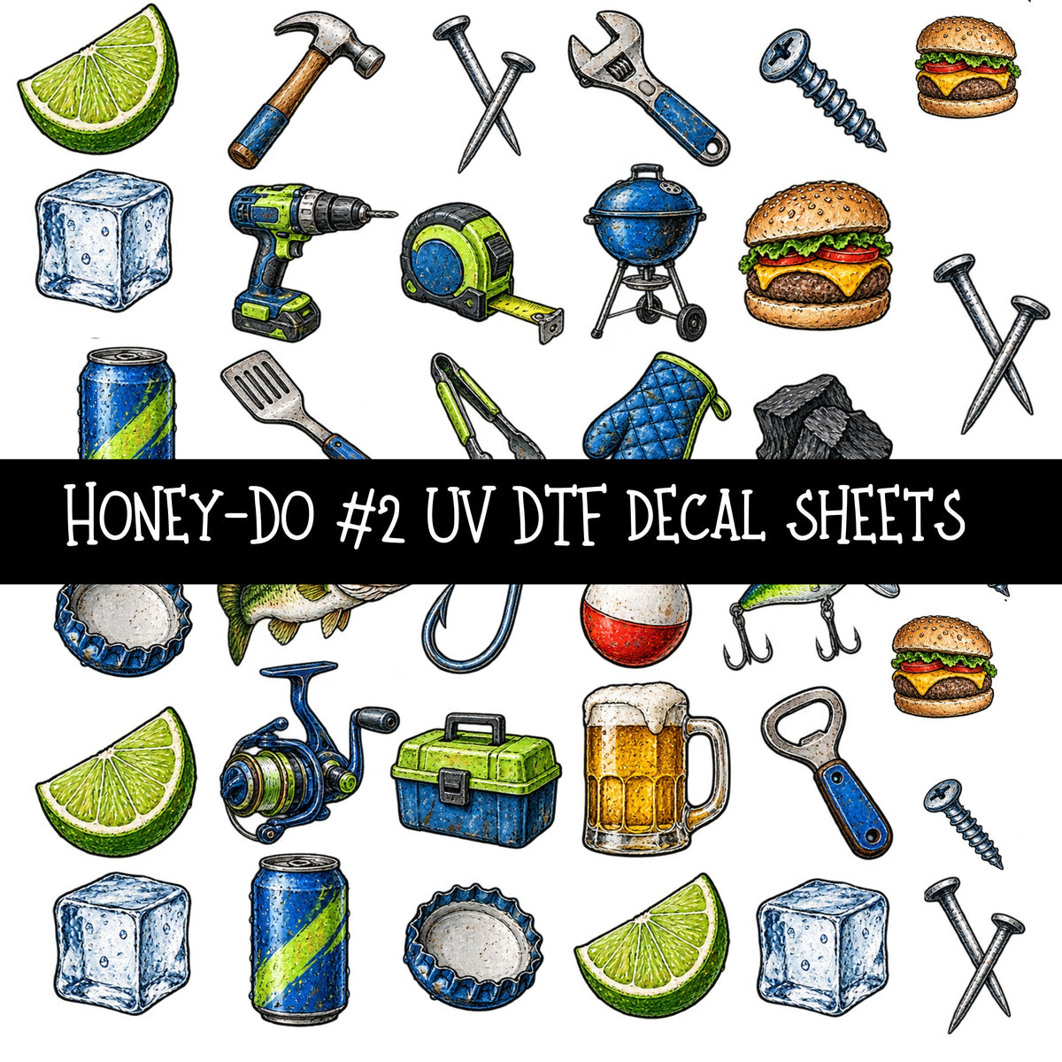 Honey-Do UV DTF Decal sheets 9 Designs available