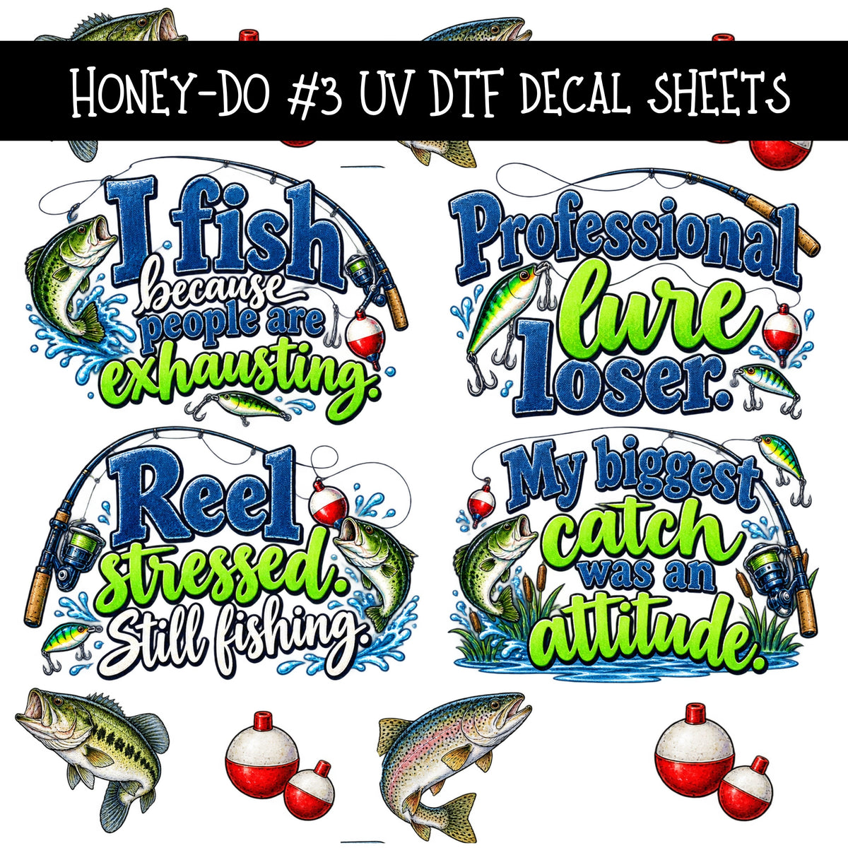 Honey-Do UV DTF Decal sheets 9 Designs available