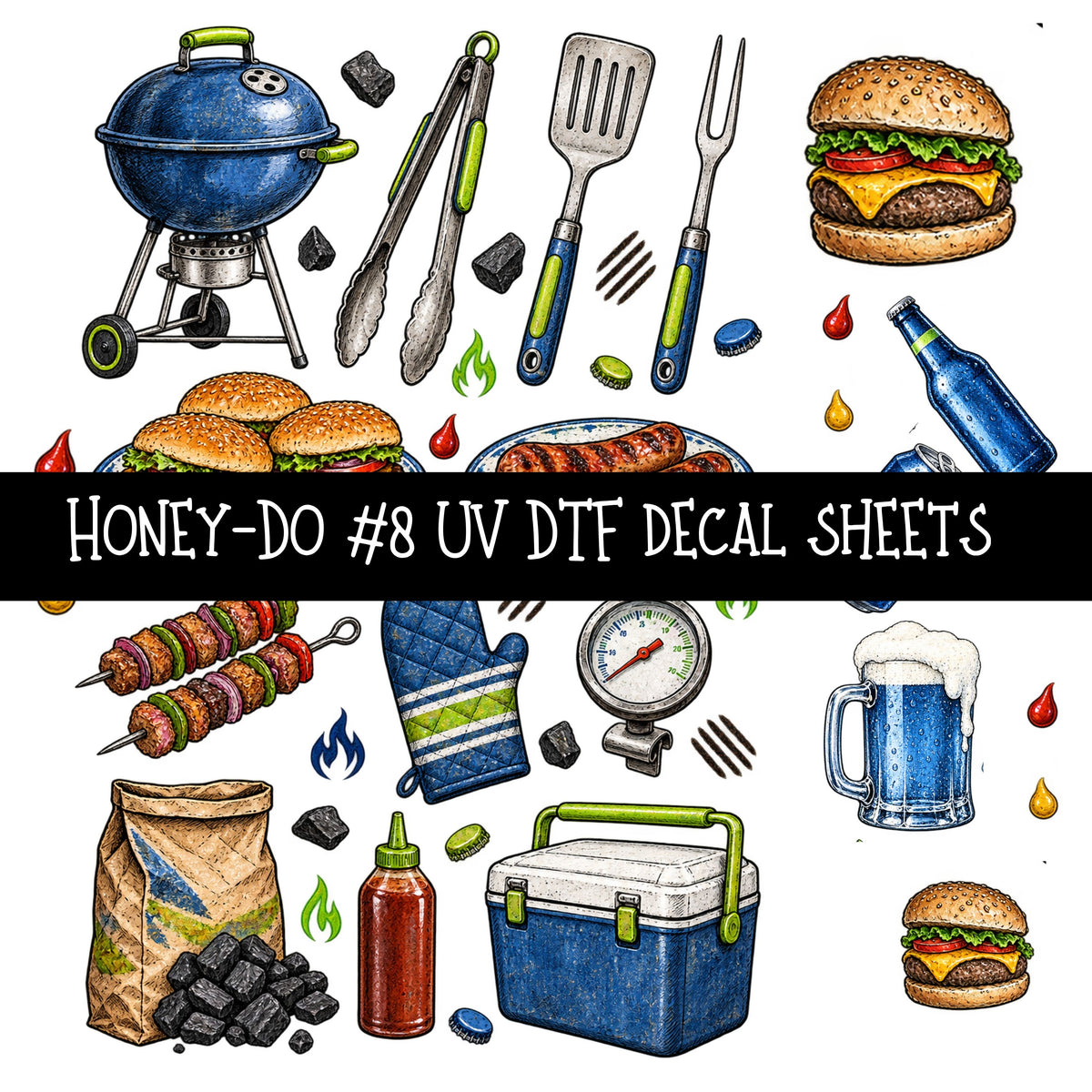 Honey-Do UV DTF Decal sheets 9 Designs available
