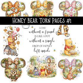 Honey Bear Torn Pages UV DTF Decal sheets 2 designs available