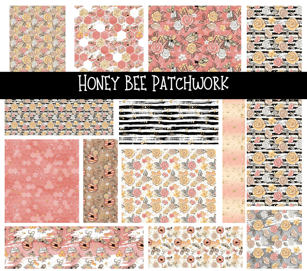 Honey Bee Doodle Patchwork Set