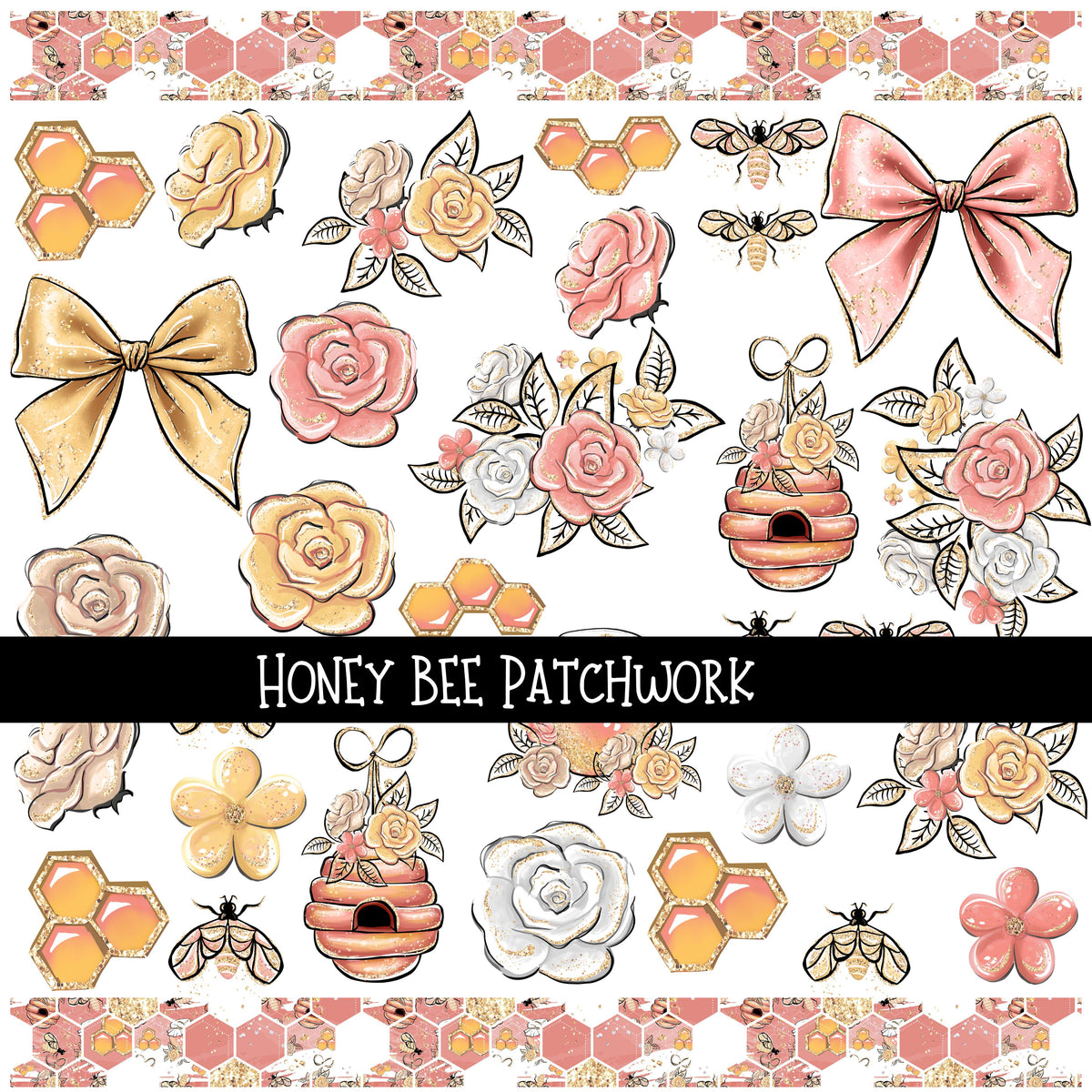 Honey Bee Doodle Patchwork Set