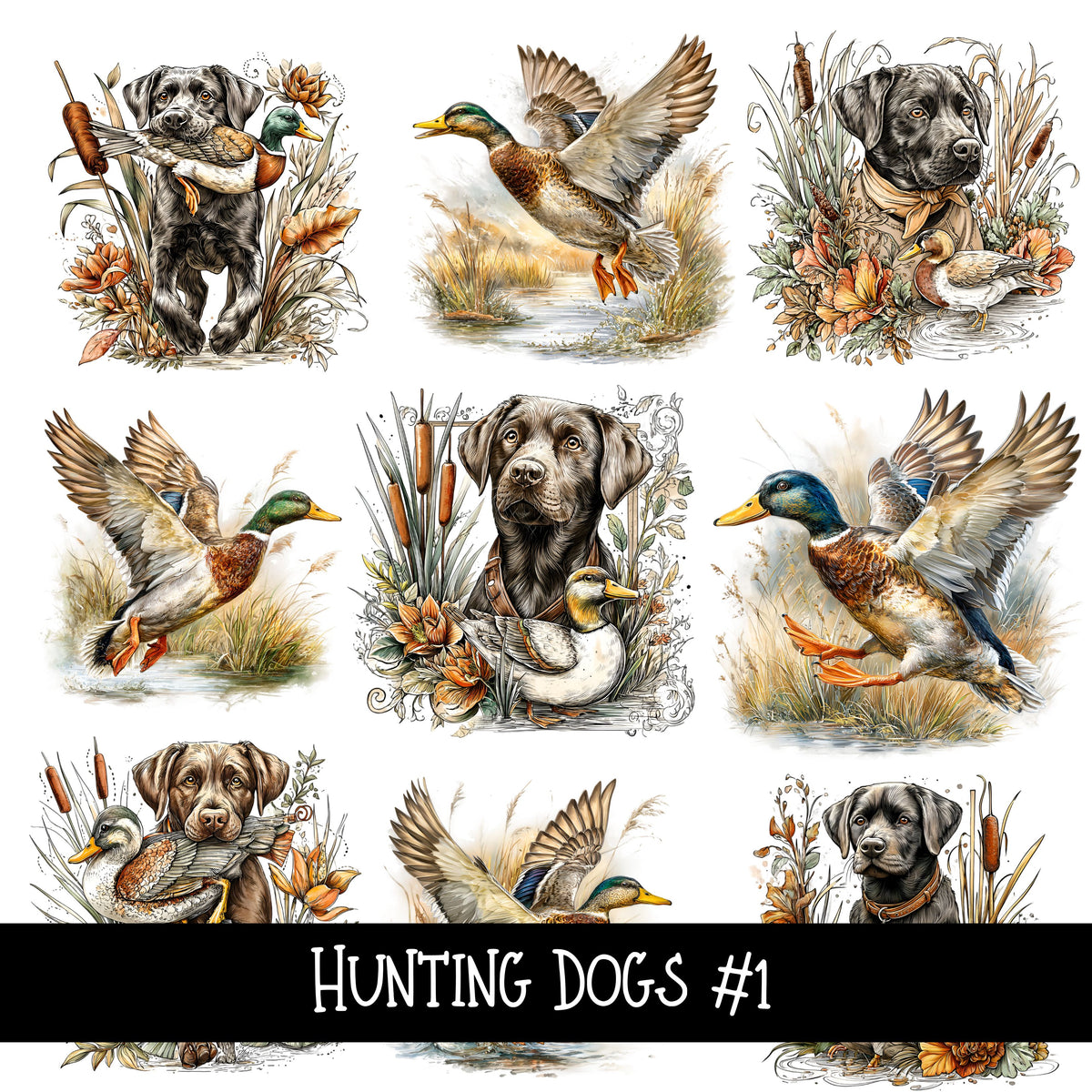 Hunting Dogs UV DTF Decal sheet 2 Designs to choose from