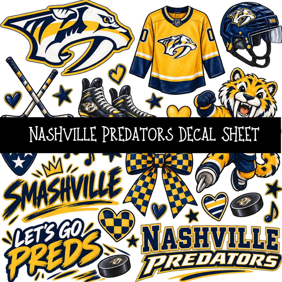 Nashville Predators UV DTF Decal sheet