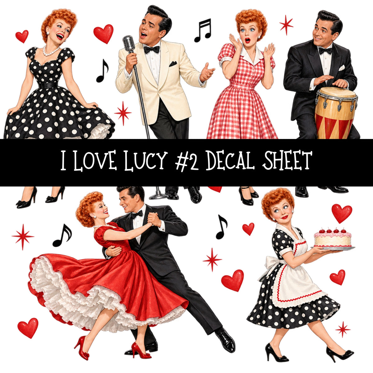 I Love Lucy UV DTF Decal sheets 13 Designs available