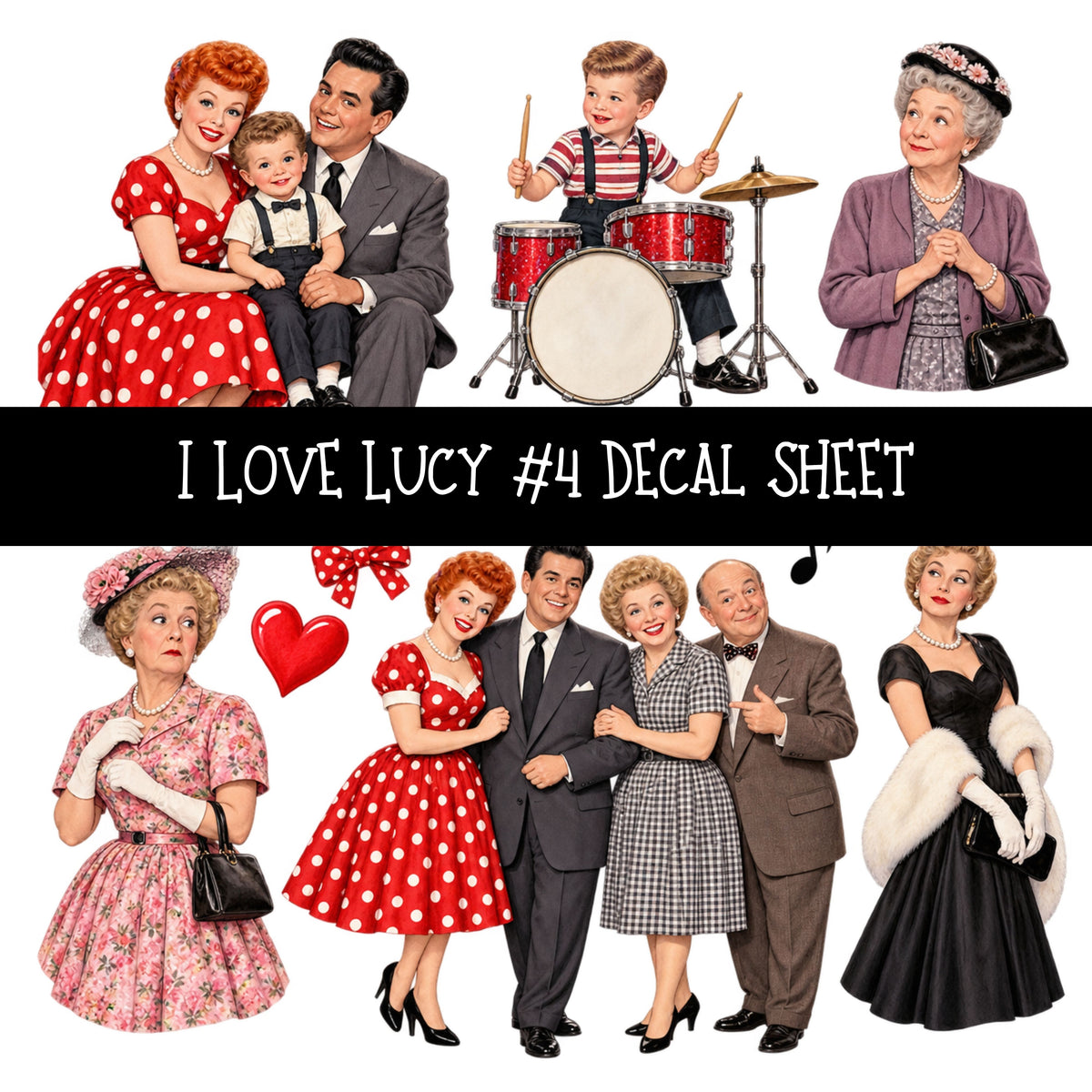 I Love Lucy UV DTF Decal sheets 13 Designs available