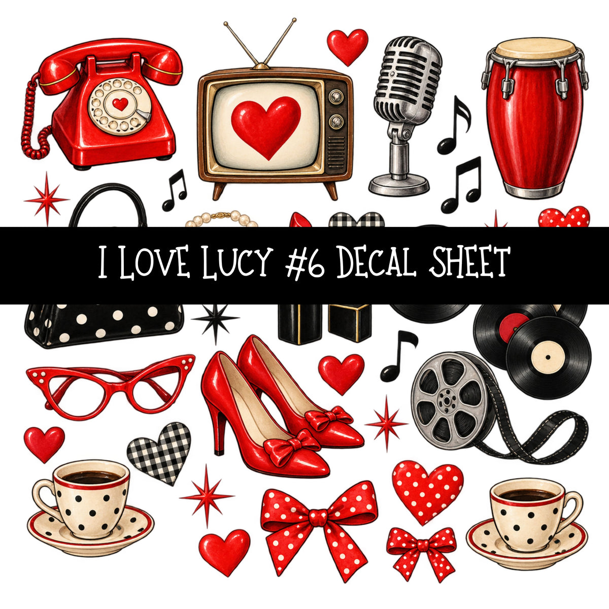 I Love Lucy UV DTF Decal sheets 13 Designs available