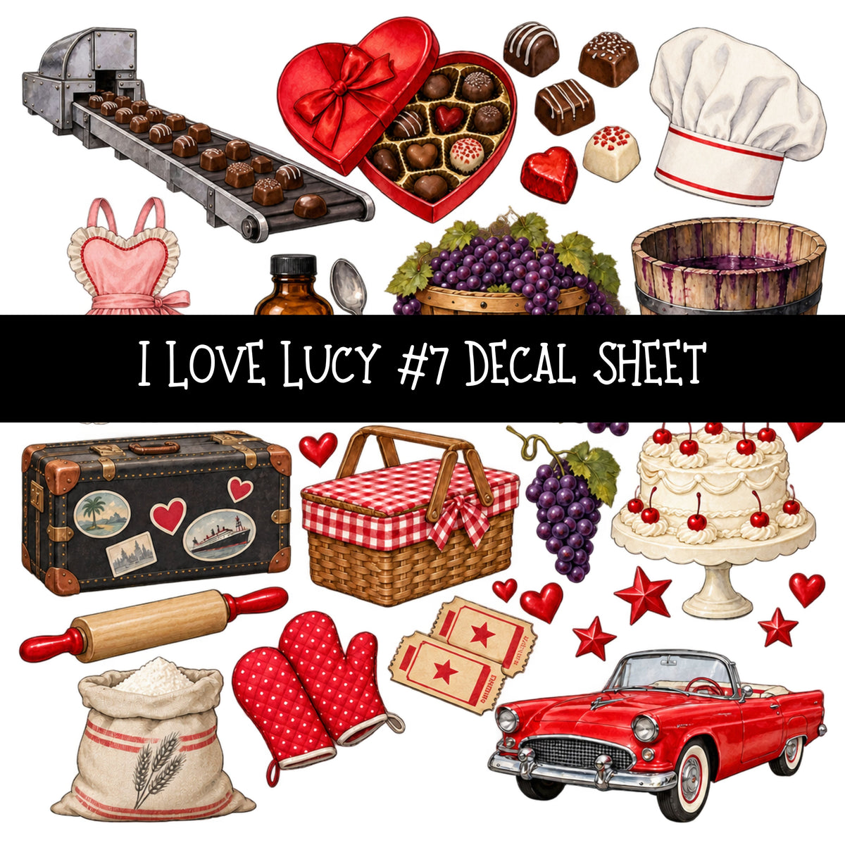 I Love Lucy UV DTF Decal sheets 13 Designs available