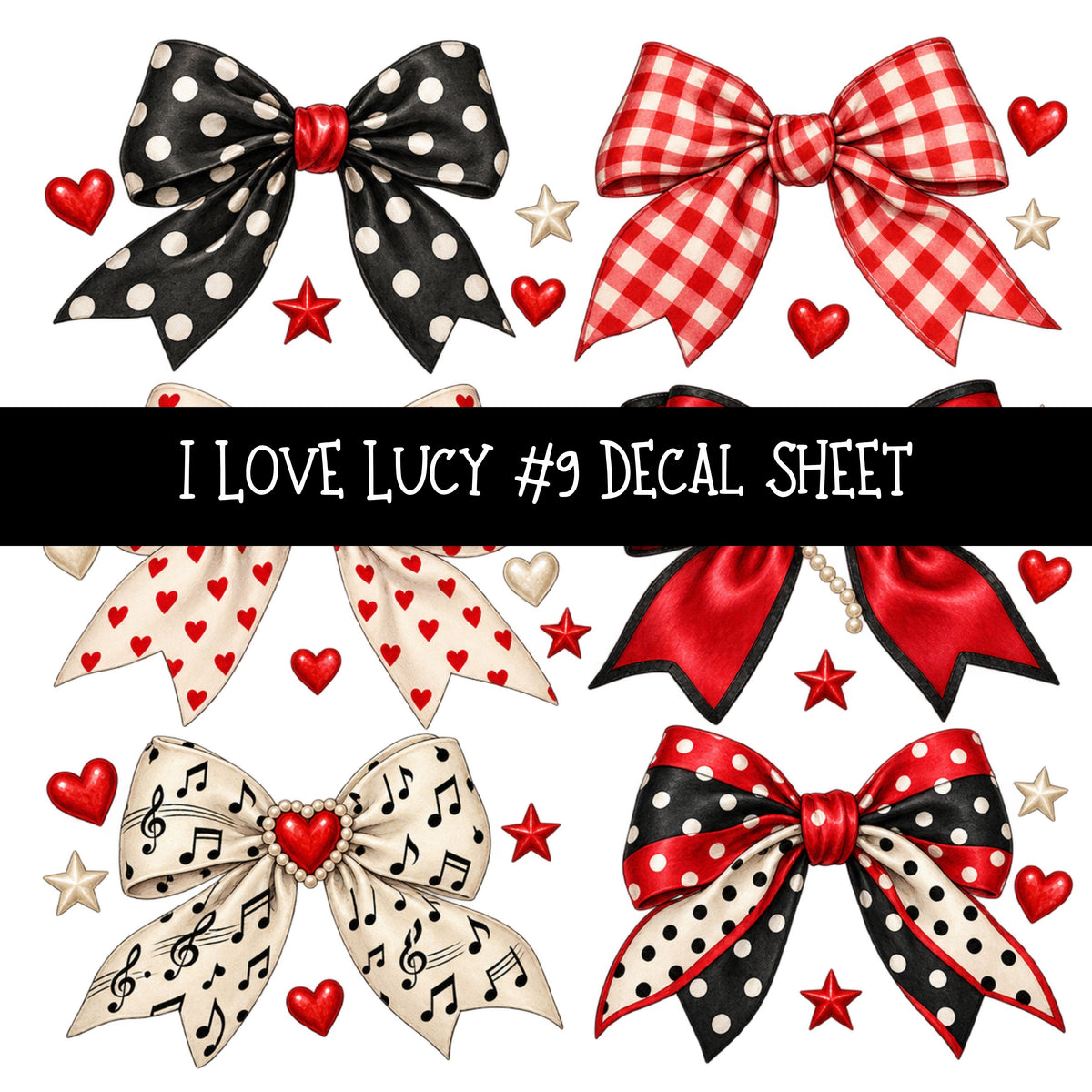 I Love Lucy UV DTF Decal sheets 13 Designs available