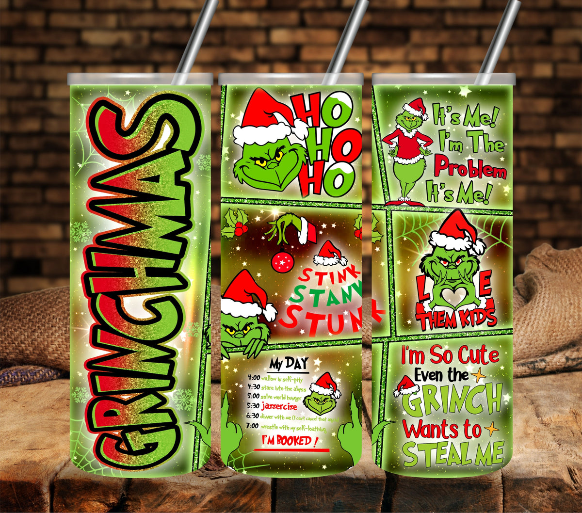I'm the problem Grinch vinyl tumbler wraps