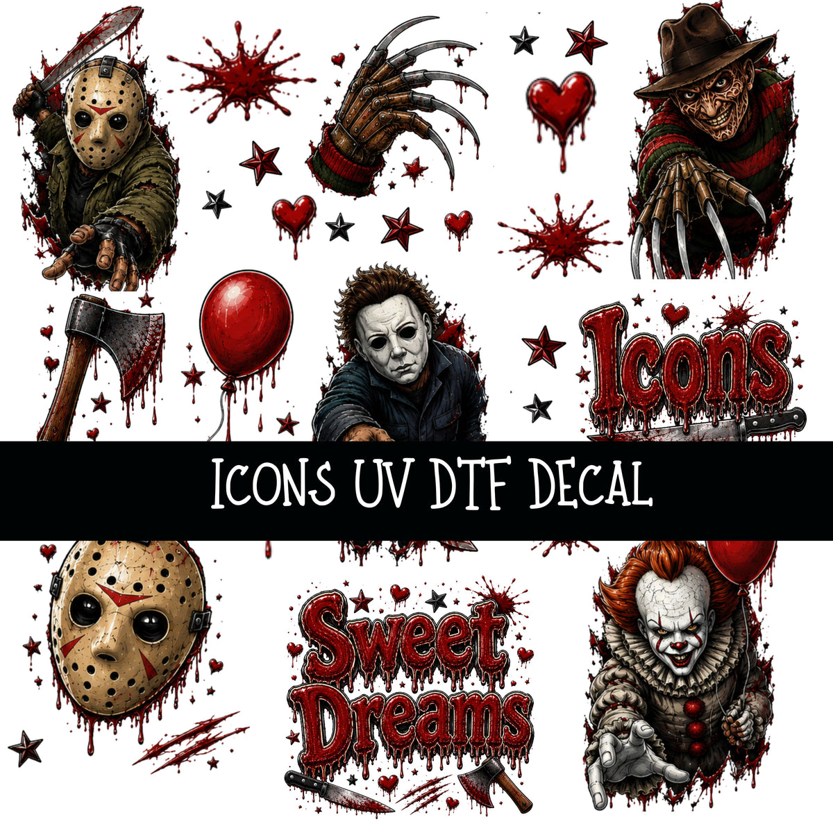 Icons UV DTF Decal sheets