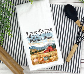 Life is better at the pumpkin patch DTF towel Transfer