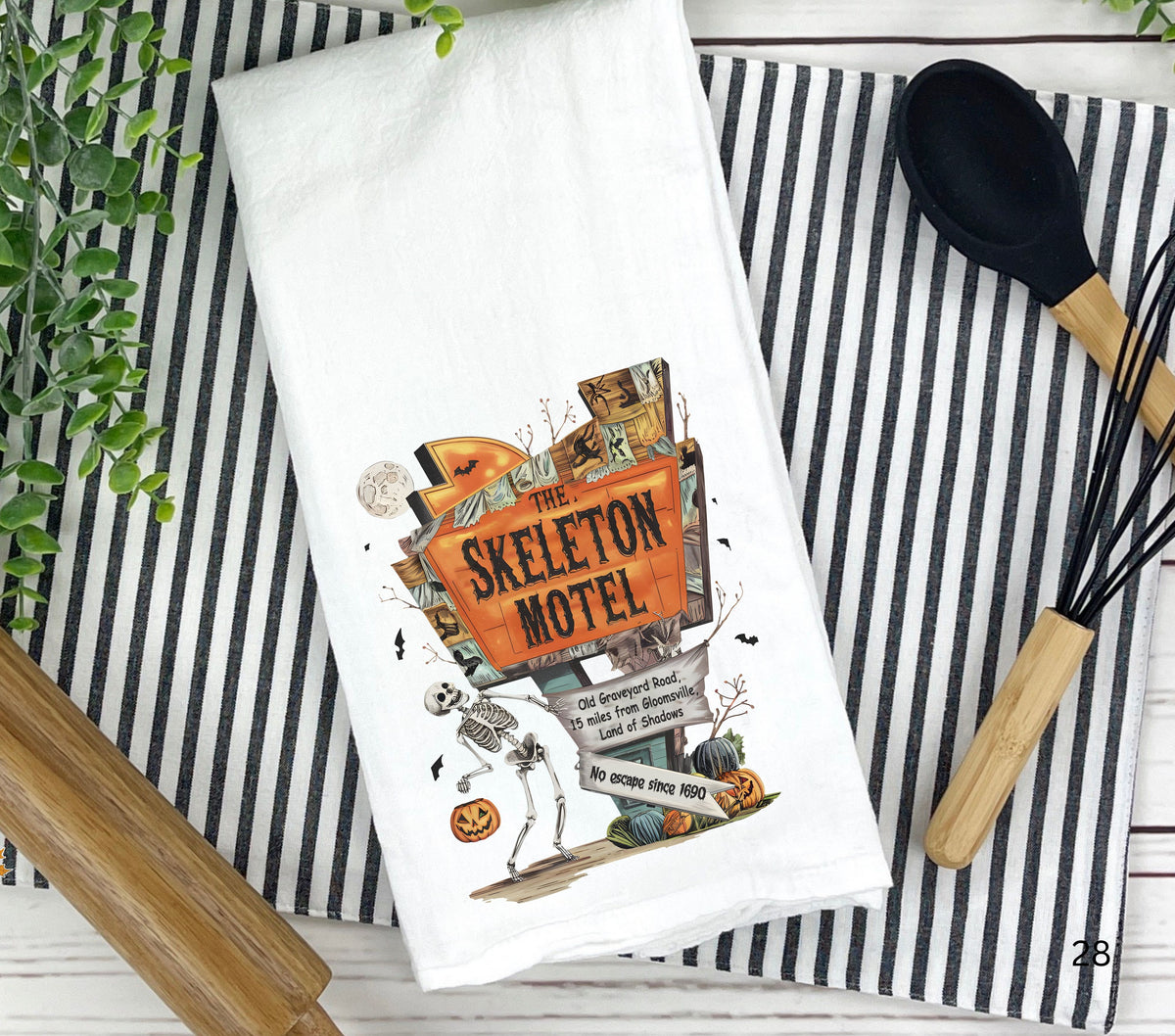 Skeleton Motel DTF towel Transfer