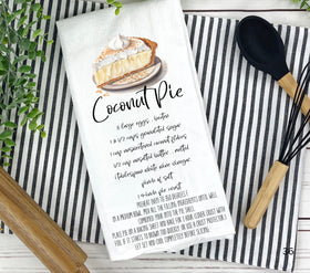 Coconut Pie recipe DTF towel Transfer