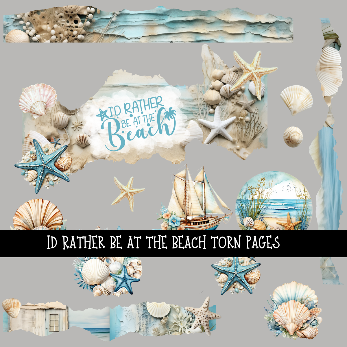 Id rather be at the beach torn pages - UV DTF Decal sheet