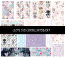 I love cats Doodle Patchwork Set
