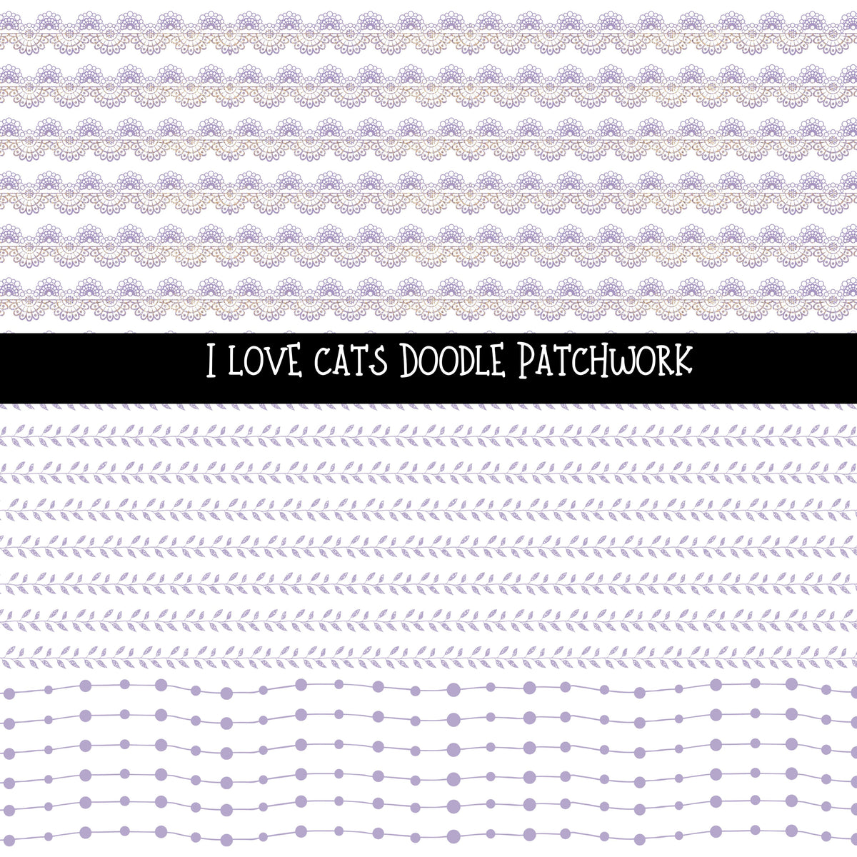 I love cats Doodle Patchwork Set