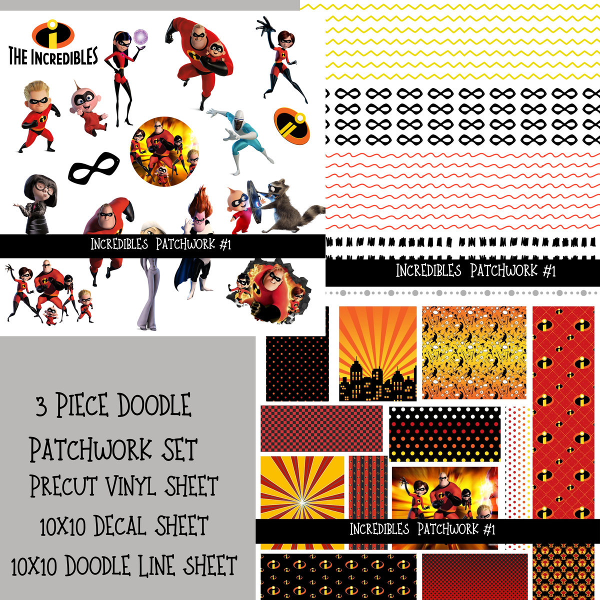Incredibles Doodle Patchwork Set (2 variations)