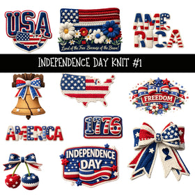 Independence Day knit  UV DTF Decal sheets 3 Design Options