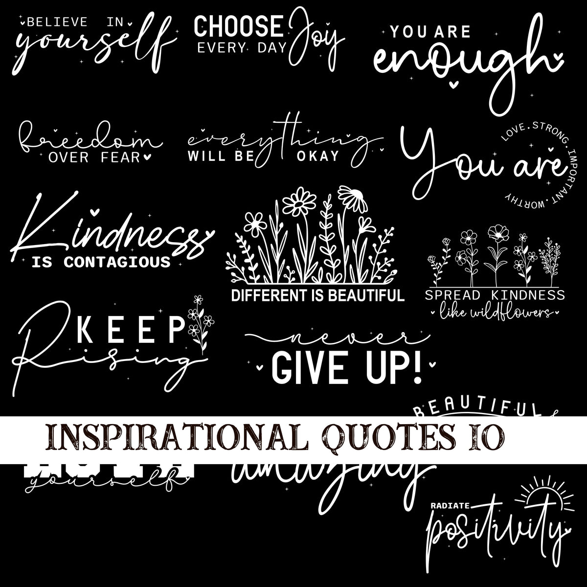 Inspirational Quotes 10 UV DTF Decal Sheets