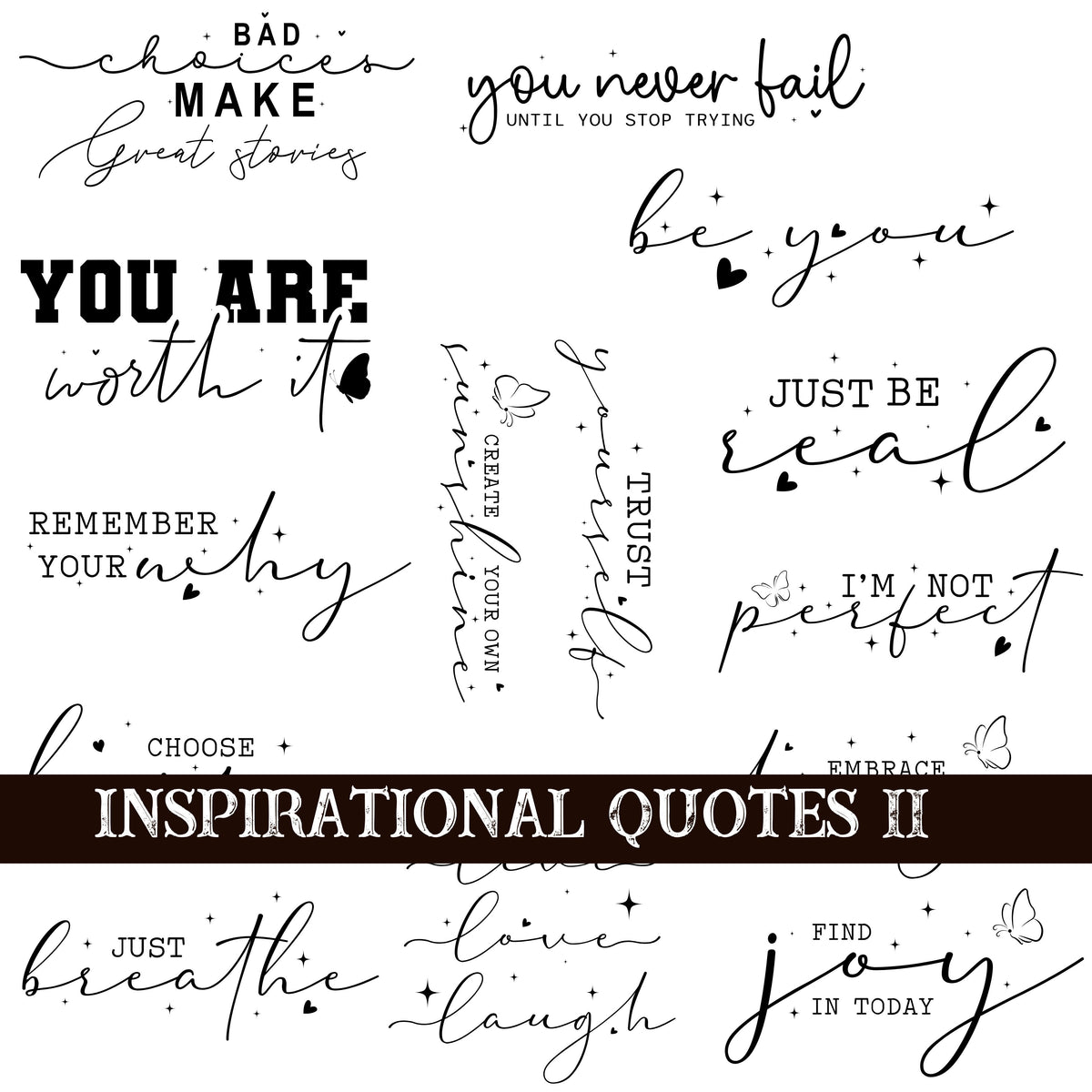 Inspirational Quotes 11 UV DTF Decal Sheets