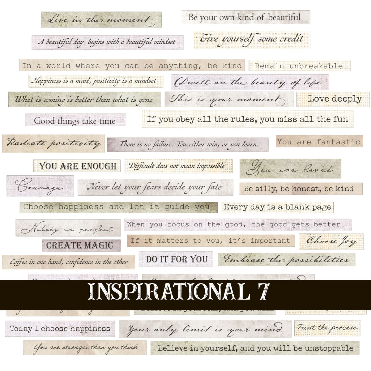 Inspirational Quotes 7 UV DTF Decal Sheets