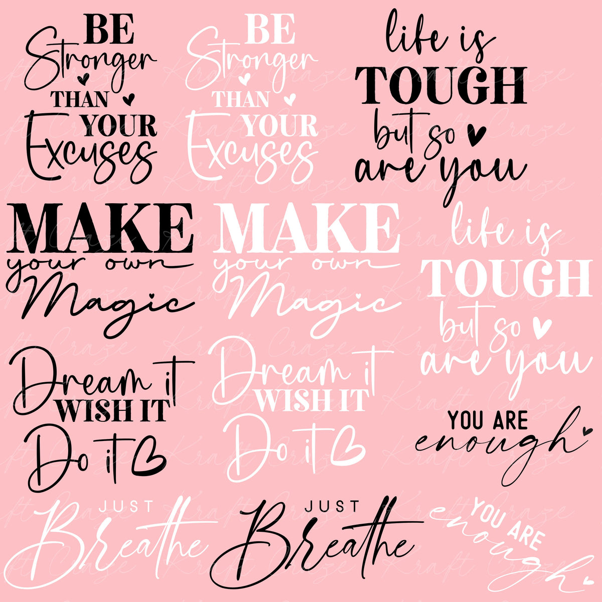 Inspirational Quotes UV DTF Decal Sheets 4 Sheet designs to choose from