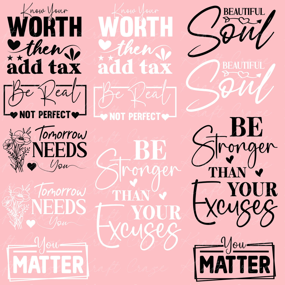 Inspirational Quotes UV DTF Decal Sheets 4 Sheet designs to choose from